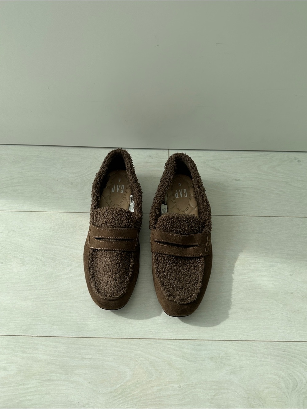 GAP Brown Sherpa-Trim Penny Loafers for Women
